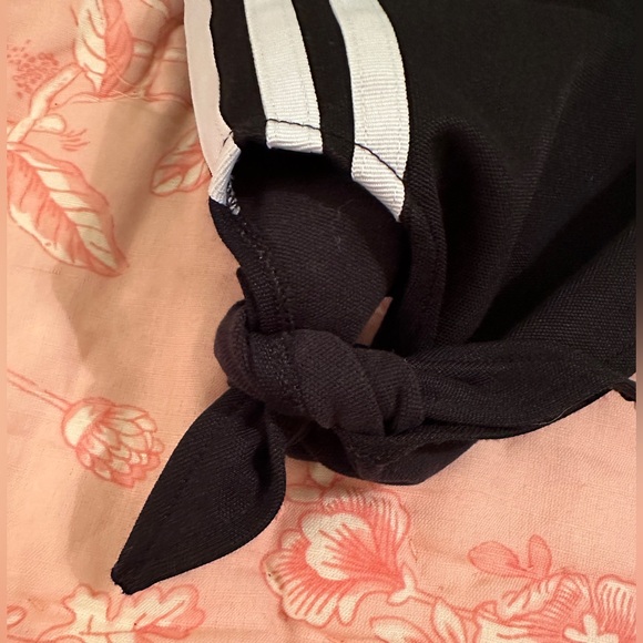 Adidas black and white tie bottom three stripe women’s black joggers size Large - Picture 2 of 7